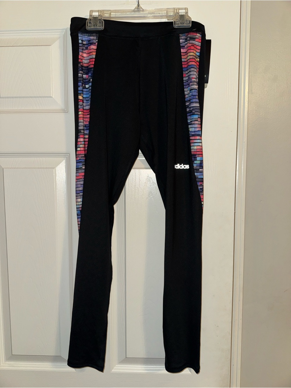 adidas Black Leggings with Multicolor Side Panels